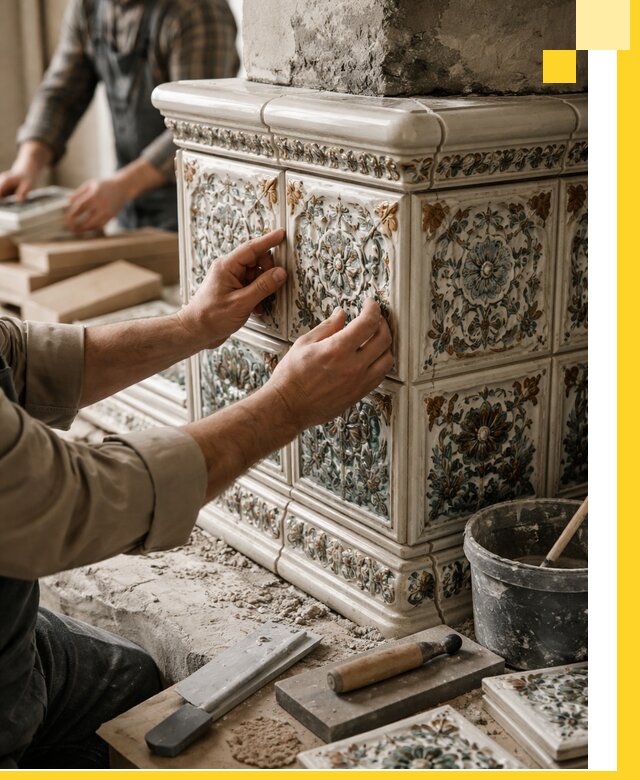 Изразцовые камины под ключ в Озёрске: проект и монтаж