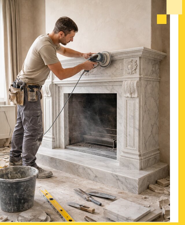 Изготовление и установка мраморных каминов в Озёрске под ключ