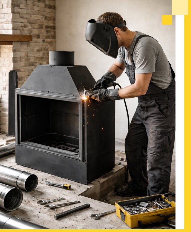 Продажа и установка металлических каминов в Озёрске под ключ