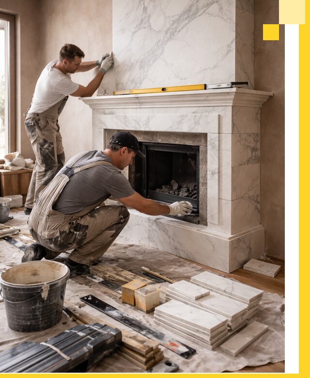 Отделка каминов в Озёрске качественные облицовочные работы