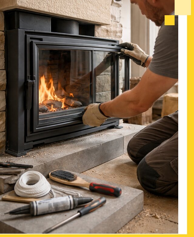 Производство, монтаж и доставка каминов со стеклом в Озёрске