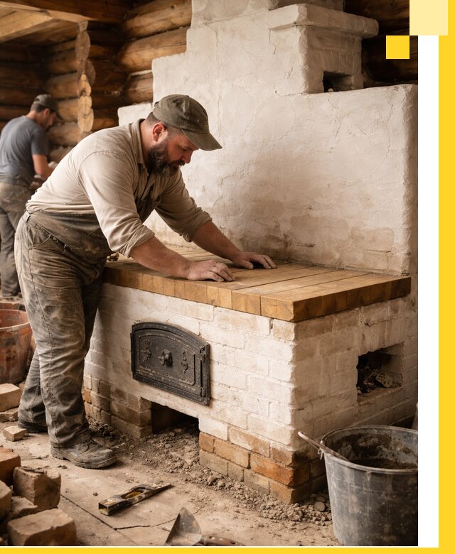 Проектирование и установка русской печи с лежанкой в Озёрске