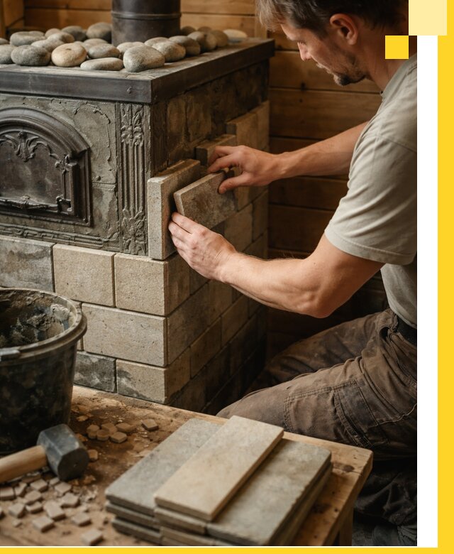 Облицовка банных печей в Озёрске профессиональная отделка