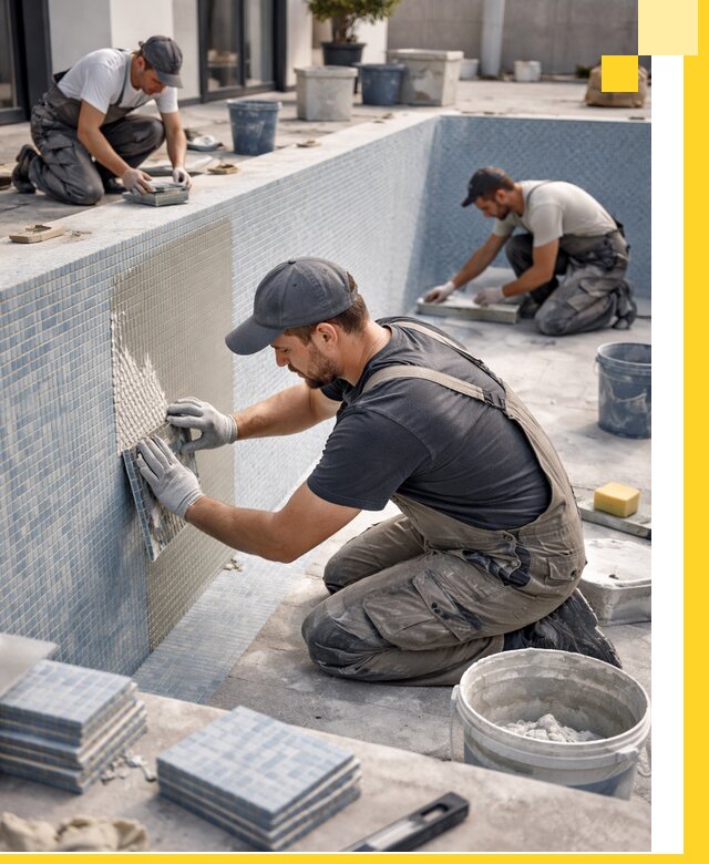 Облицовка бассейнов в Озёрске плитка мозаика гидроизоляция