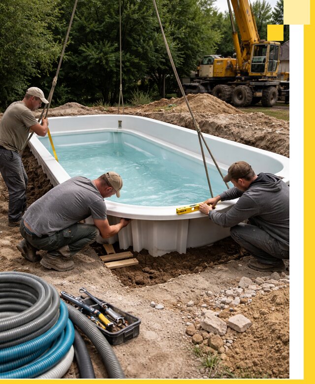 Установка и монтаж композитных бассейнов под ключ в Озёрске