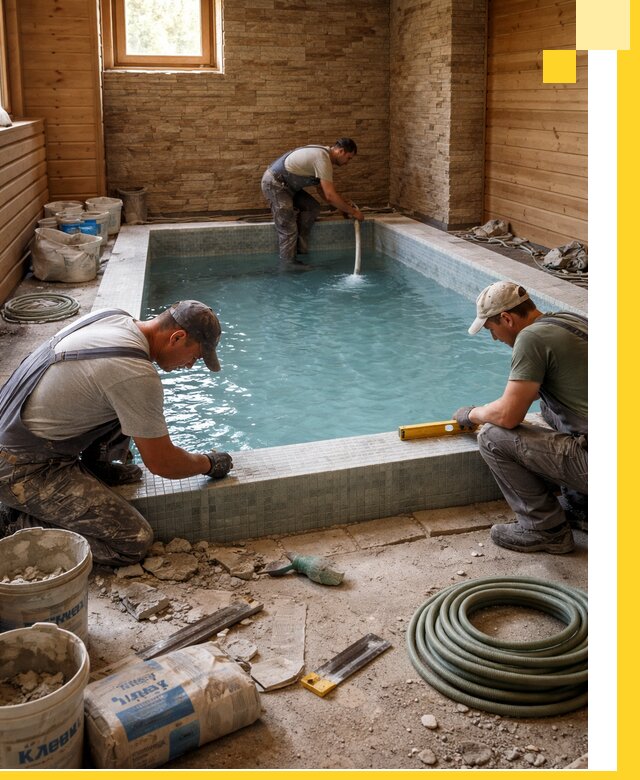 Проектирование и строительство бассейнов для бани в Озёрске