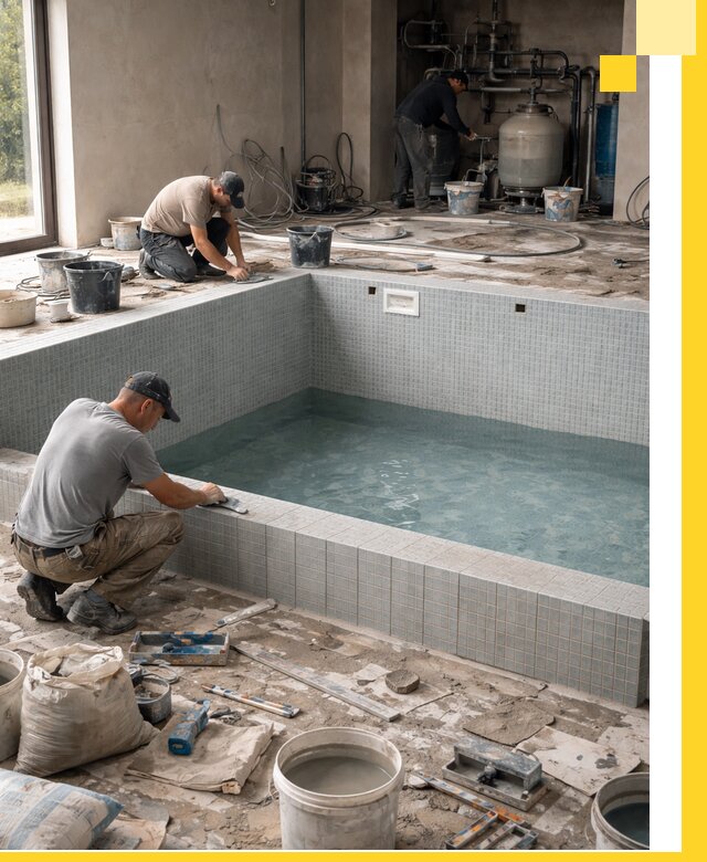 Строительство и монтаж бассейнов в помещении в Озёрске