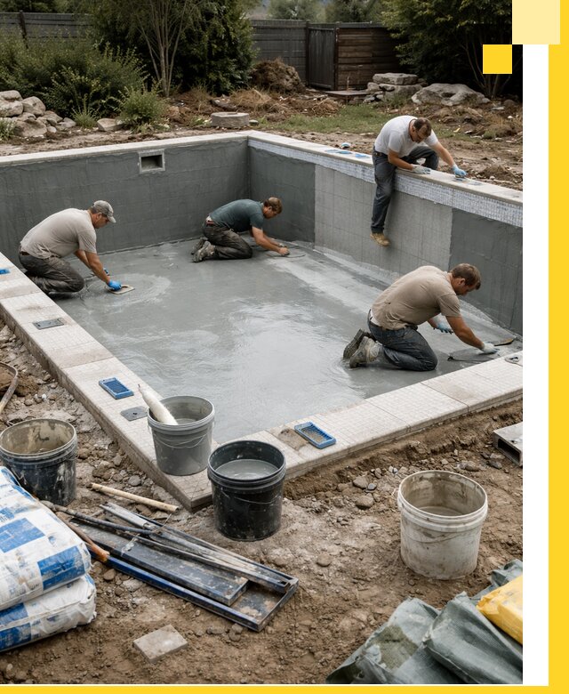 Изготовление и монтаж чаши бассейна под ключ в Озёрске