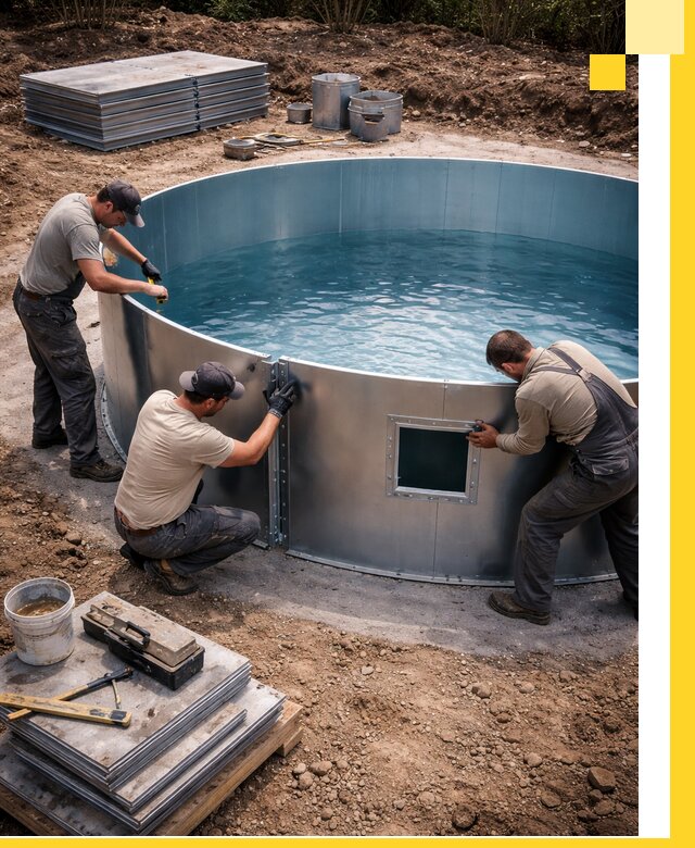 Круглые бассейны под ключ в Озёрске проектирование и монтаж