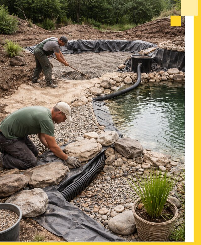 Строительство природных бассейнов и озер в Озёрске под ключ