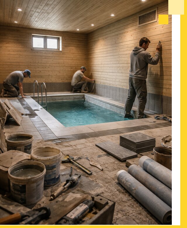 Строительство бани с бассейном и сауной под ключ в Озёрске