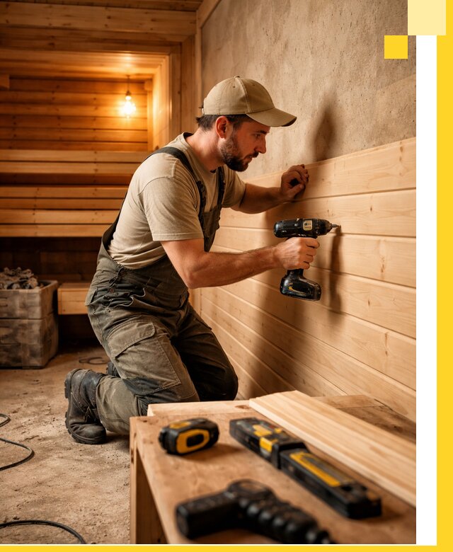 Профессиональная внутренняя отделка бани в Озёрске под ключ