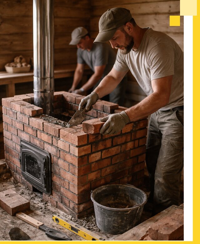 Кирпичные печи для бани под ключ в Озёрске, проект и монтаж