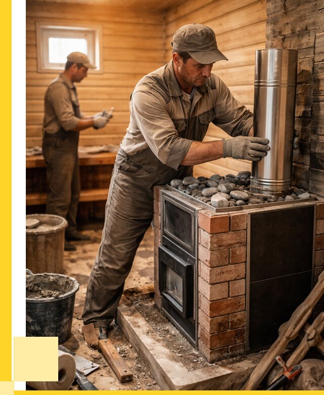 Монтаж печи в бане под ключ в Озёрске от 20284 р. | ЭриданОзр