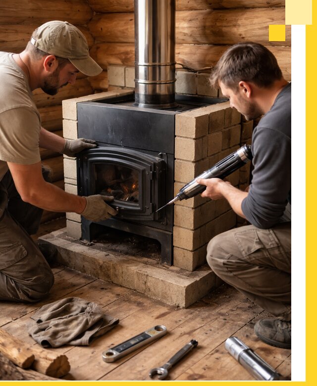 Монтаж и установка печи в бане под ключ с гарантией в Озёрске