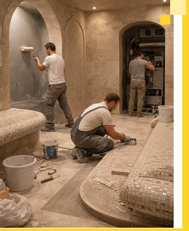 Строительство бани с хамамом и бассейном под ключ в Озёрске