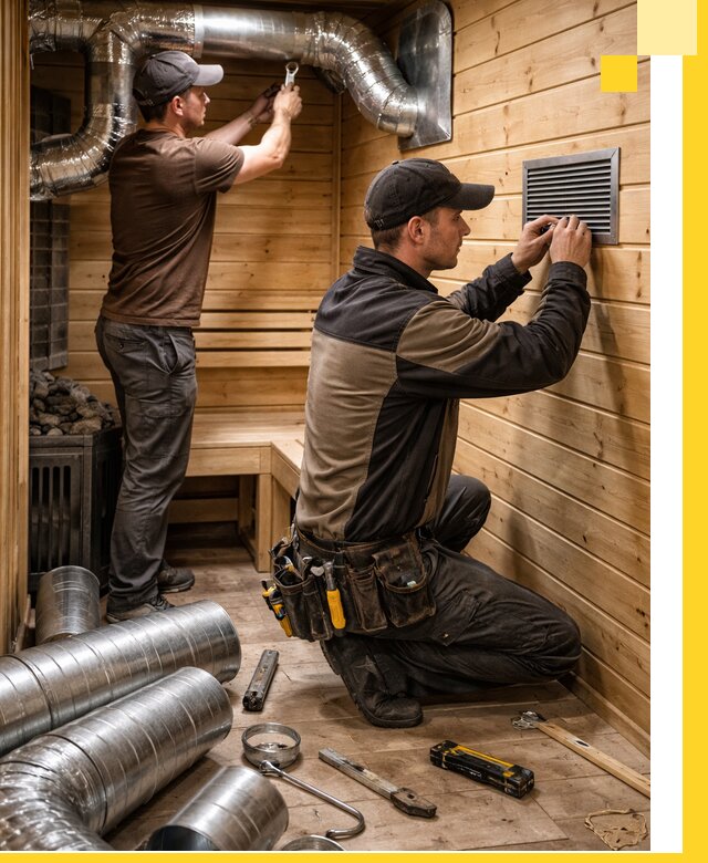 Проектирование и монтаж вентиляции бани в Озёрске под ключ