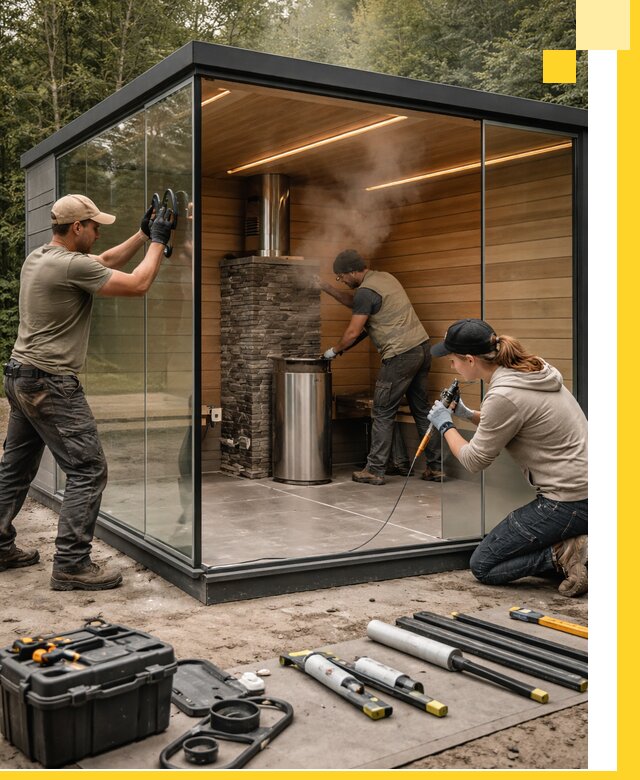 Проектирование и строительство стеклянных бань в Озёрске